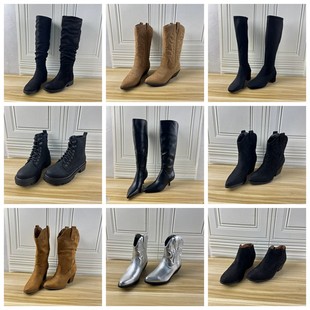 Shoes杂款 圆头纯色粗跟时装 36码 小码 选项 外贸原单女靴独码 Lady