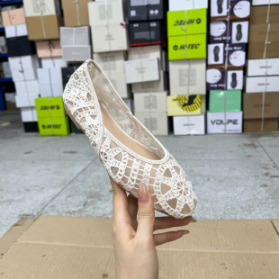 Lady Shoes外贸原单女鞋时尚休闲圆头纯色浅口网面平底一脚蹬单鞋