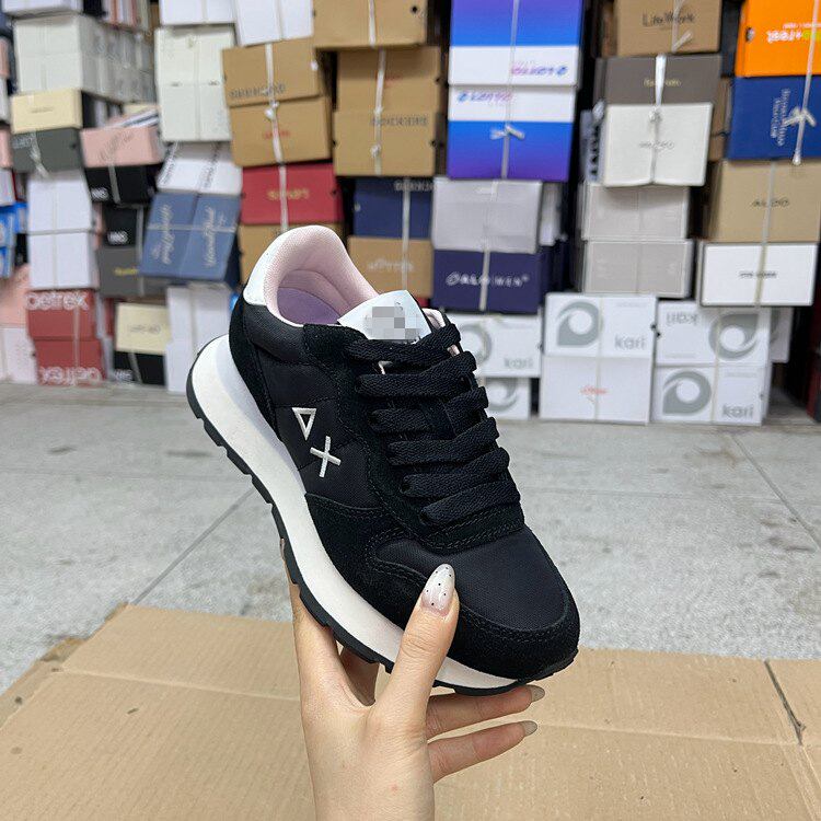 Lady Shoes外贸原单女鞋真皮时尚圆头厚底休闲系带百搭运动老爹鞋