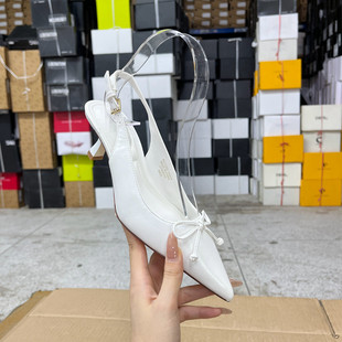 外贸原单女鞋微瑕特惠时尚尖头纯色浅口蝴蝶结细高跟包头单鞋凉鞋
