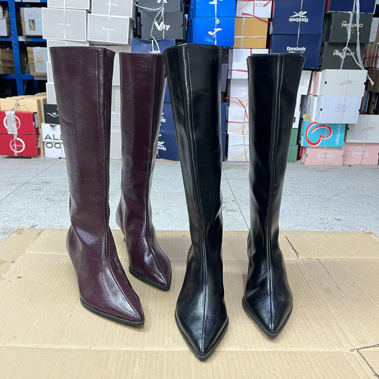 Lady Shoes外贸原单尖头细跟长靴微瑕气质时尚新款舒适百搭日常