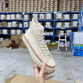 工厂优惠款 时尚 shoes新款 外贸原单女鞋 圆头厚底高帮系带帆布鞋