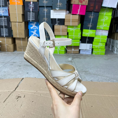 外贸原单时尚休闲平底舒适坡跟凉鞋女高跟防水台厚底百搭麻底女鞋