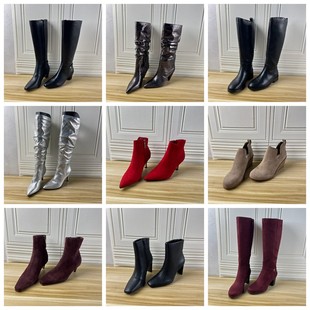 女靴通勤时尚 Lady 外贸原单独码 36码 圆头厚底短靴长靴 Shoes杂款