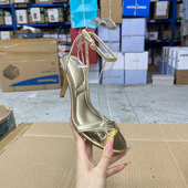 外贸原单工厂优惠女鞋 时装 微瑕时尚 凉鞋 圆头纯色细跟一字带新款