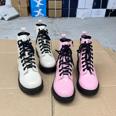 外贸原单英伦时尚户外春秋款圆头粗跟系带短靴女鞋时装靴马丁靴