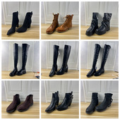 Shoes杂款 43码 外贸原单女靴独码 Lady 圆头纯色粗跟时装 短靴长靴