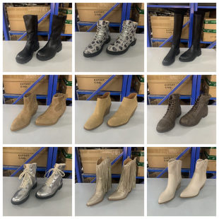 清仓特惠时尚 外贸原单女靴杂款 独码 大码 百搭侧拉链系带短靴 44码