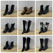 Lady 圆头纯色细跟侧拉链短靴长靴 外贸原单女靴独码 Shoes杂款 36码