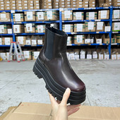 Lady 短靴 圆头纯色厚底粗跟套筒时装 Shoes外贸原单女靴新款 时尚