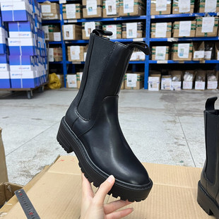 舒适休闲百搭 新款 Lady Shoes外贸原单圆头厚底短靴微瑕简约时尚