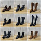 Lady 外贸原单女靴圆头粗跟侧拉链短靴长靴 39码 Shoes杂款 38.5