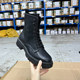 圆头纯色厚底粗跟系带侧拉链时装 Lady Shoes外贸原单女靴时尚 短靴