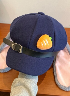 朱疯狂动物城迪兔cos帽子垂耳兔可爱兔子警官报童帽显脸小帽子