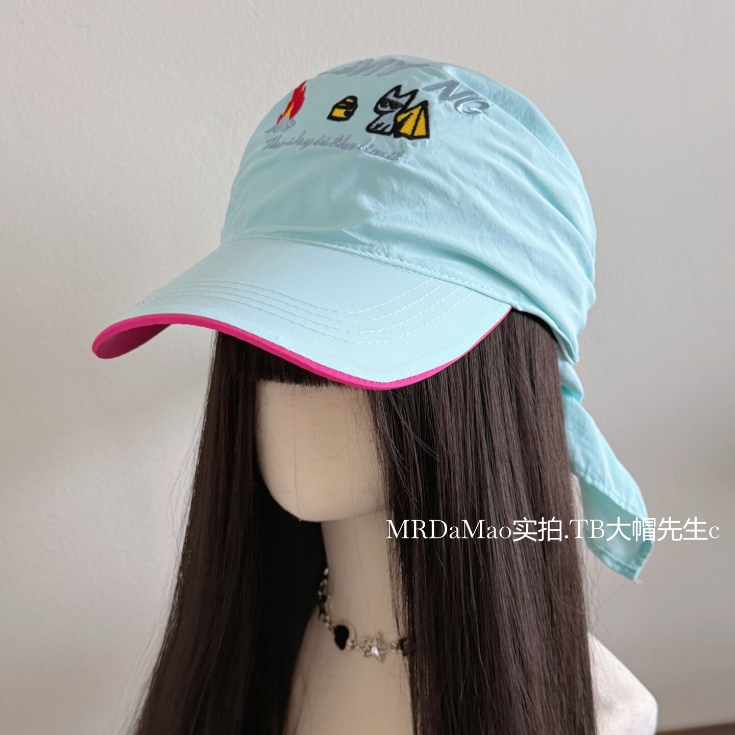 卡通嘻哈字母刺绣黄色头巾帽子女棒球帽显脸小时尚小众街头运动帽