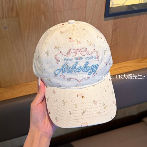 韩系ins复古碎花字母刺绣棒球帽