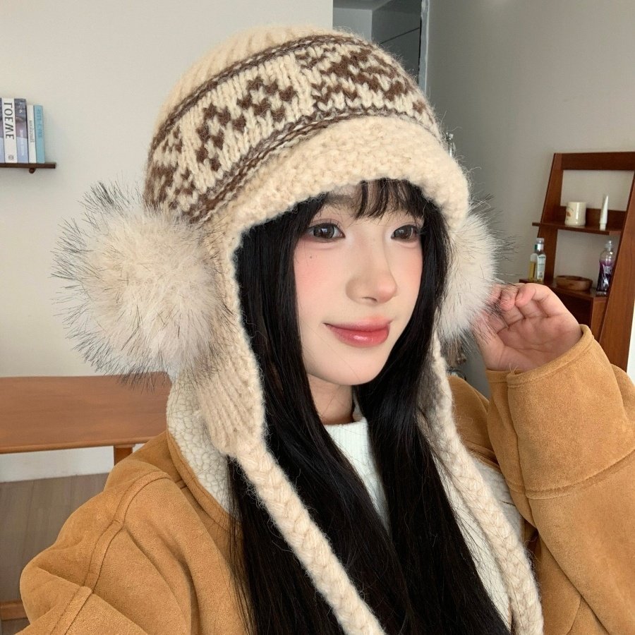 毛绒帽子女秋冬季保暖防风护耳针织帽骑车加厚防寒雷锋帽2025新款,服饰配件/皮带/帽子/围巾,帽子,淘宝优惠券,粉丝福利购,淘宝优惠卷