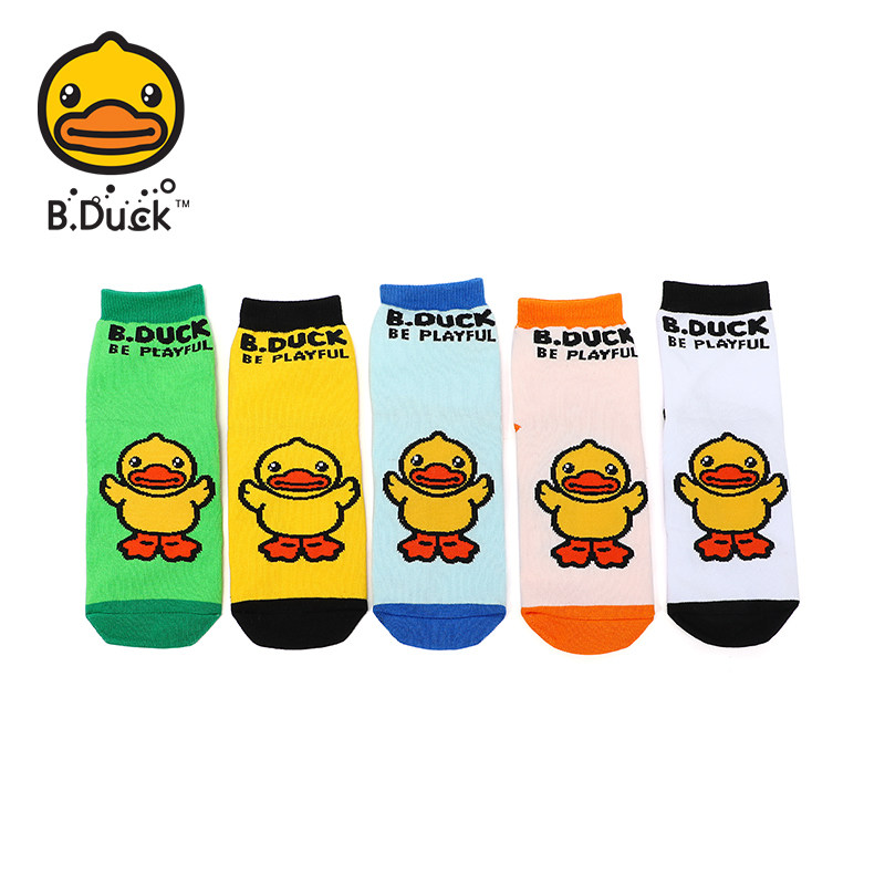 B.Duck小黄鸭儿童袜子男童女童中筒棉袜透气小孩5双盒装袜在类目 童装/婴儿装/亲子装, 儿童袜子(0-16岁)中 - 来自Buy2taobao.com提供专业的淘宝代购服务