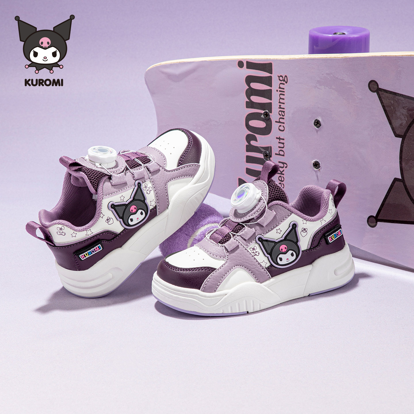 hellokitty库洛米女童板鞋秋季新款儿童旋转扣鞋女孩百搭休闲鞋