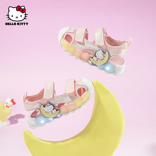 女童凉鞋 女宝宝沙滩鞋 包头夏季 儿童亮灯鞋 小童 新款 HelloKitty童鞋