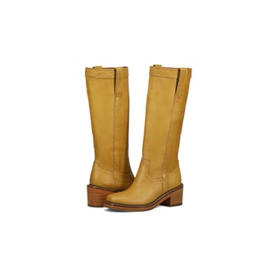 代购FRYE女士骑士靴透气软底轻便防滑圆头粗跟拉链款皮革鞋面