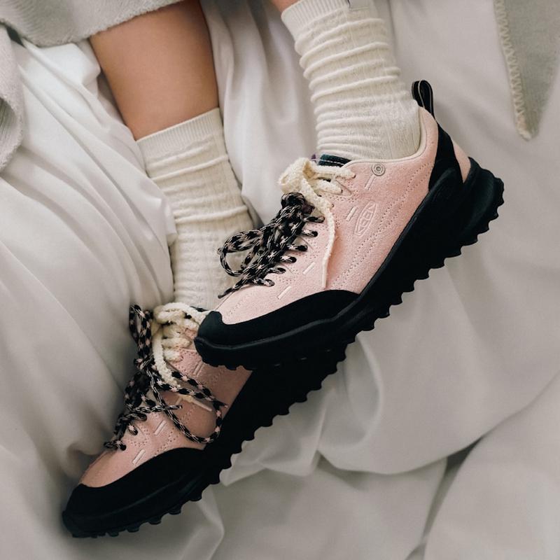 代购SATUR X KEEN Jasper科恩限定粉色翻毛皮拼接女士低帮户外休