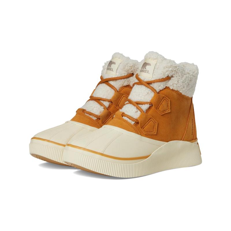 SOREL女士雪地靴防水保暖防滑透气系带毛绒内衬防水皮革橡胶鞋底