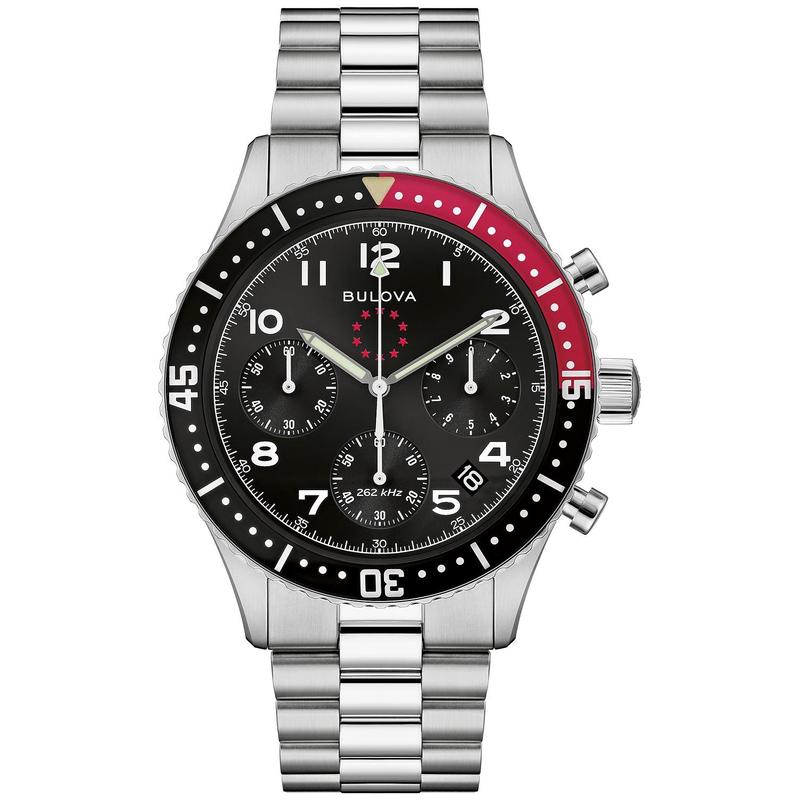 代购BULOVA宝路华男士腕表计时日期夜光测速钢带防水金属黑色