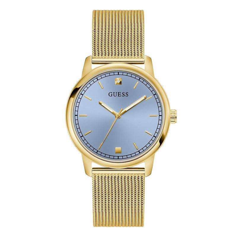 代购GUESS女士腕表计时夜光日期指针金色钢带防水40mm商务日常