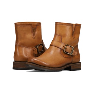 代购FRYE女士短靴透气吸汗软底轻便圆头系带金属扣粗跟休闲