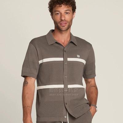 新品wilson Lafayette威尔胜男士网球服运动Polo衫针织透气气质棕