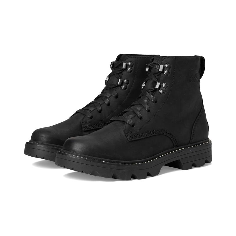 代购SOREL女士马丁靴防水防滑透气轻便系带全粒面皮革缝线细节