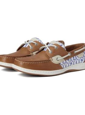 代购SPERRY女士船鞋透气吸汗软底防滑圆头系带皮革鞋面涤纶内衬