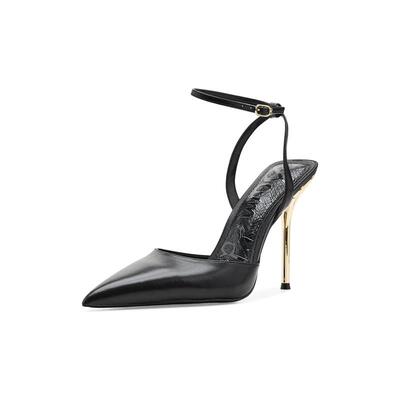 代购Sam Edelman女士高跟鞋轻便透气舒适稳固黑色尖头踝带金属扣