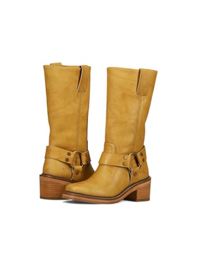 代购FRYE女士马丁靴透气耐磨轻便舒适圆头系带短筒粗跟休闲