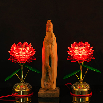 佛堂供灯七彩莲花家用插电观音