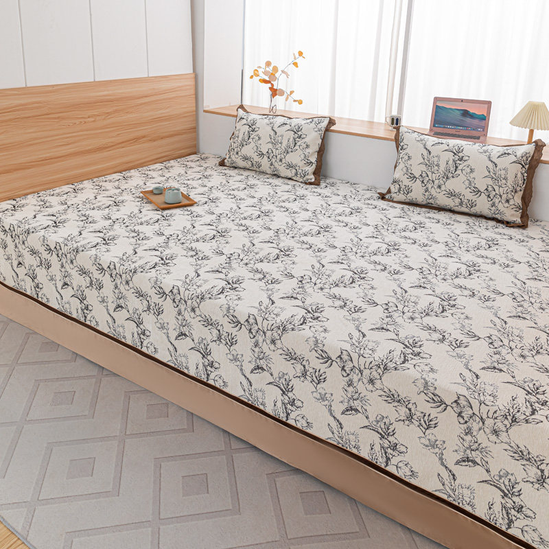 高端防滑新中式简约雪尼尔大炕盖榻榻米床盖可机洗大尺寸3m炕单罩