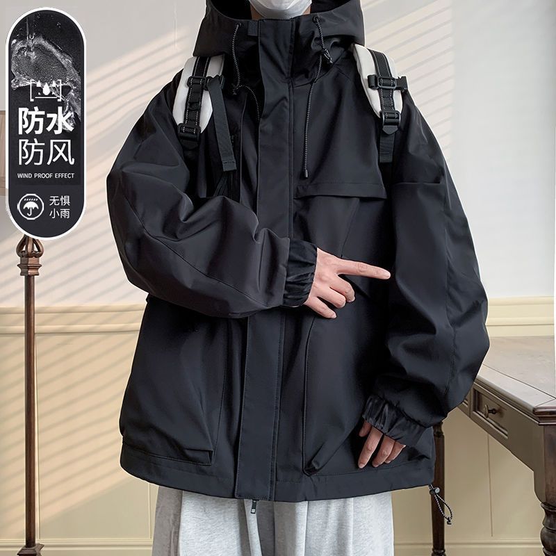 桑延同款冲锋衣夹克外套男春秋新款美式潮流宽松工装休闲登山服