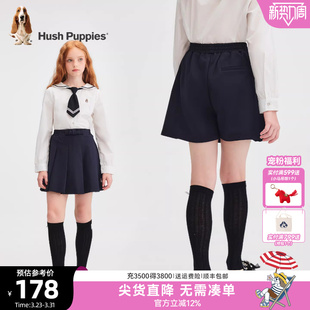 女童透气休闲裤 暇步士童装 中大童学院风短裤 春秋新品 女童百褶裙裤