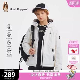 暇步士童装 大童轻户外连帽上衣儿童保暖厚外套 男童三防棉服冬新款