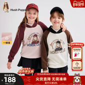 暇步士童装 儿童加绒卫衣25冬新品 男童连帽一体绒宝宝女童保暖上衣