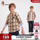 儿童百搭长袖 暇步士童装 春秋新品 大童休闲格子衫 衬衣 男童衬衫