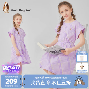 公主裙 大童甜美气质格纹裙儿童半袖 暇步士童装 女童连衣裙25夏新品