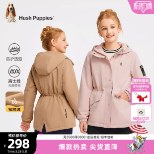 女童风衣大童保暖男童厚外套 新品 暇步士童装 儿童加绒风衣25秋冬装