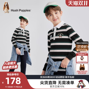 大童宝宝条纹t恤衫 春秋新品 儿童休闲翻领T恤 男童Polo衫 暇步士童装