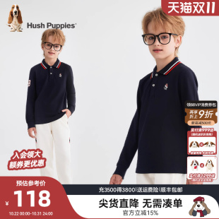 新款 暇步士童装 25秋装 polo衫 大童学院风儿童休闲运动上衣 男童长袖