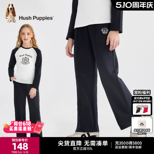 暇步士女童学院风直筒裤秋季裤子