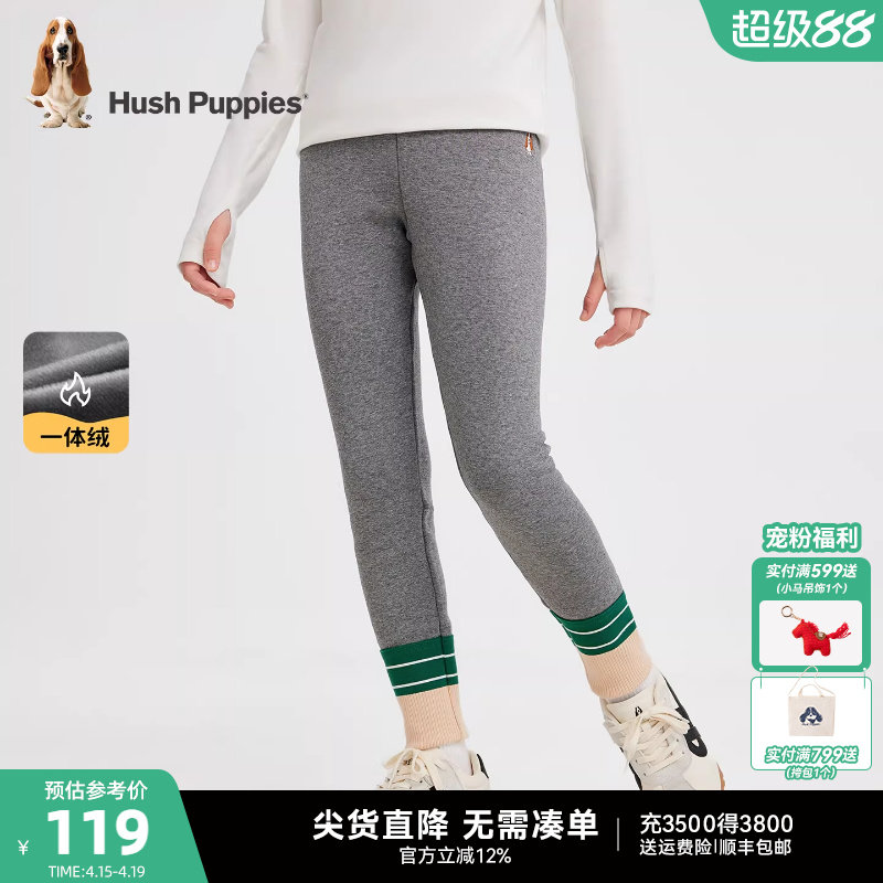 暇步士童装女童一体绒打底裤25冬新品大童休闲裤宝宝儿童加绒长裤