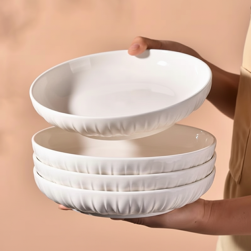 炒菜盘子家用菜盘2025新款白色陶瓷釉下彩碟子深盘轻奢餐盘7英寸,餐饮具,盘,淘宝优惠券,粉丝福利购,淘宝优惠卷