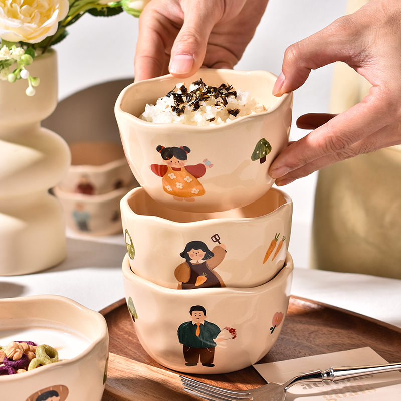 家用陶瓷高颜值一家四口饭碗套装